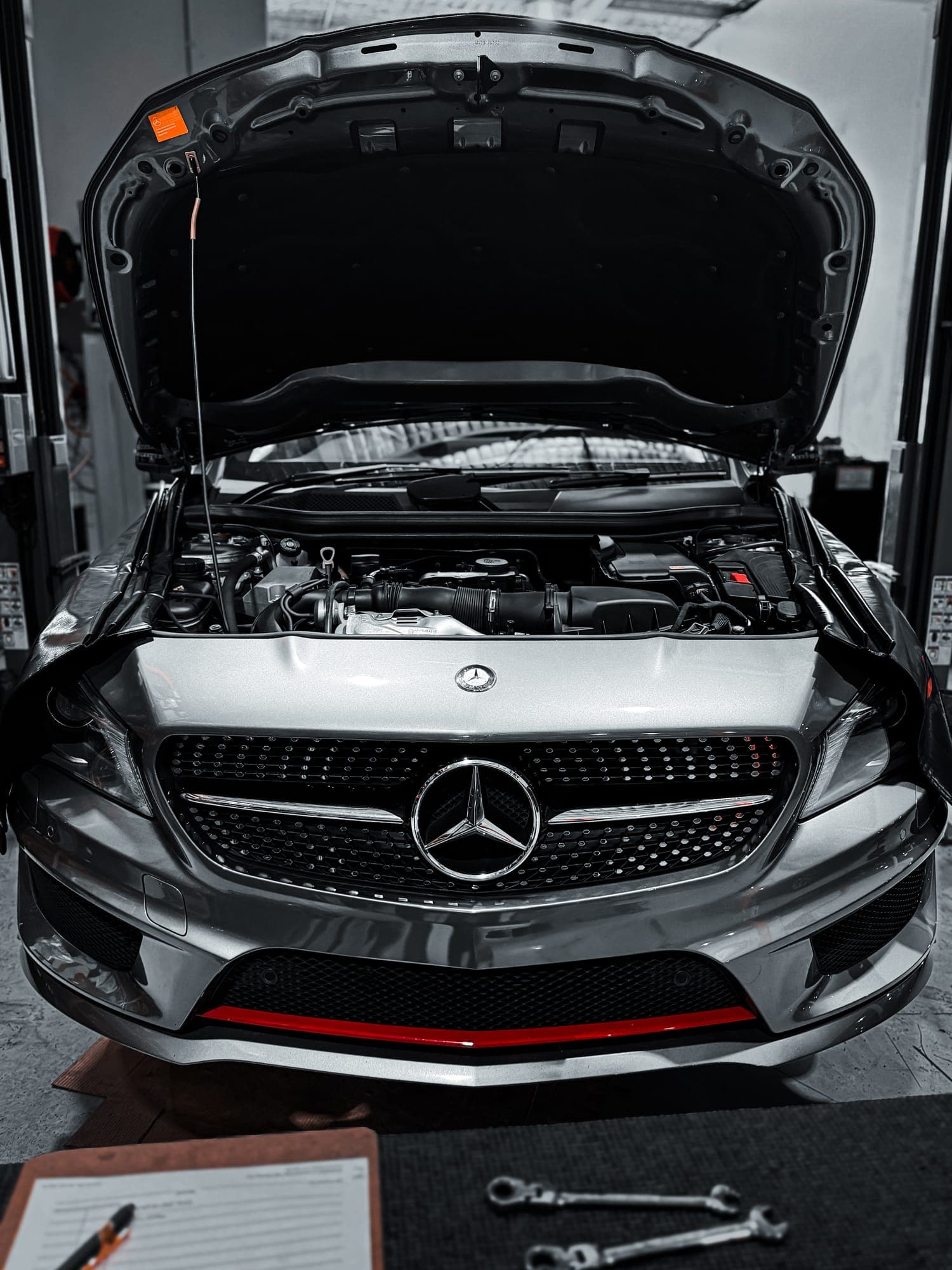 Mercedes-Benz in for inspection - European car specialist Newcastle