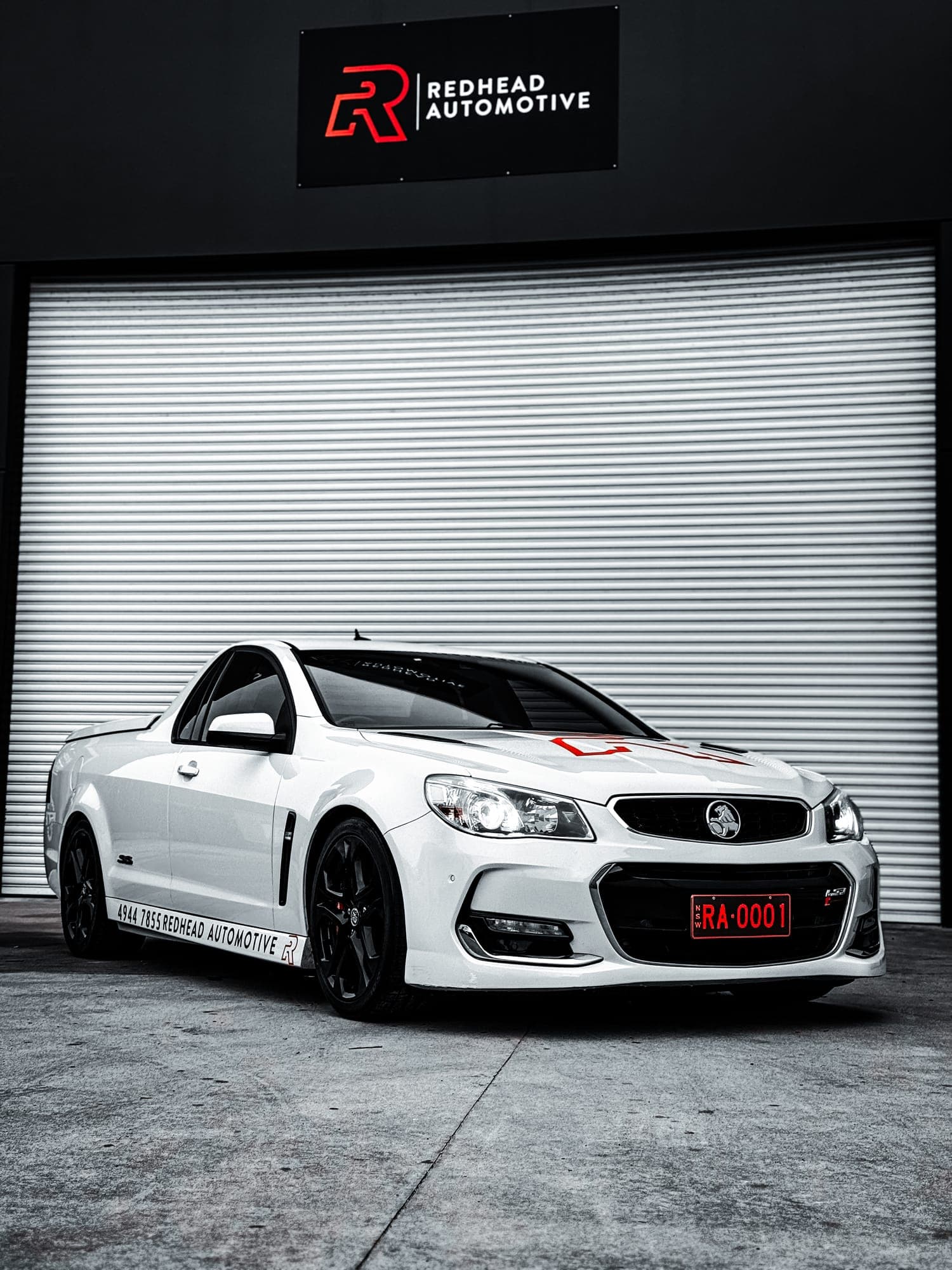 Redhead Automotive's Holden SS ute out the front of the Redhead NSW workshop